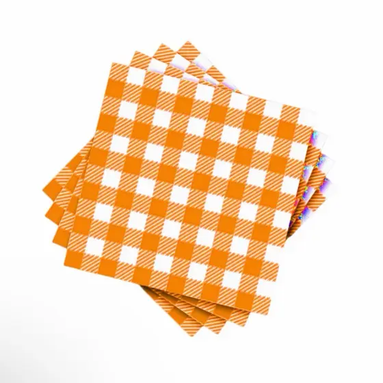 KIT 50 ~ 300 GUARDANAPOS XADREZ LARANJA  FESTA JUNINA (19,5X22,5 CM) (CHOCO)