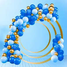 Kit 125 Balões AZUL CL 7”+ AZUL  7 + OURO Metalizado 5” -Balão Bexiga Liso/Cromado Para Festas KIT18