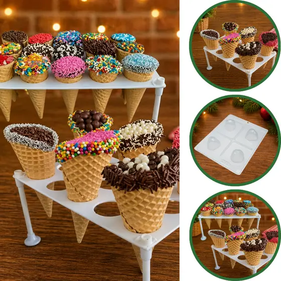 Suporte para Cones Trufados 15 CAVIDADES P1503 (PORTO) (CHOCO)