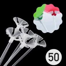 Kit 50 Varetas 30cm com Suporte Pega Balão Transparente OFF