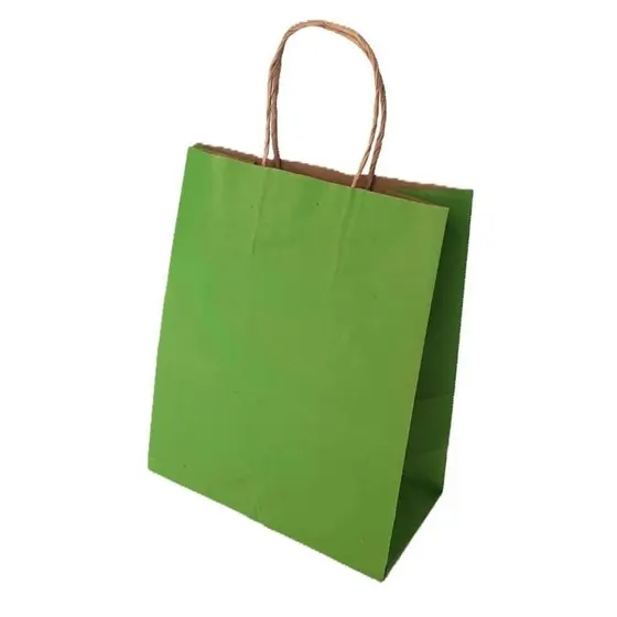 10~50 SACOLA  DE PAPEL VERDE LIMÃO 21,5X17,5X8,5 (LC) REF:5005