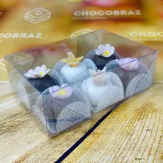 10~50 CAIXA P/ 06 DOCES ACETATO INCOLOR 12X8X4 5029  (IDEIA) ESSENCIAL (CHOCO)