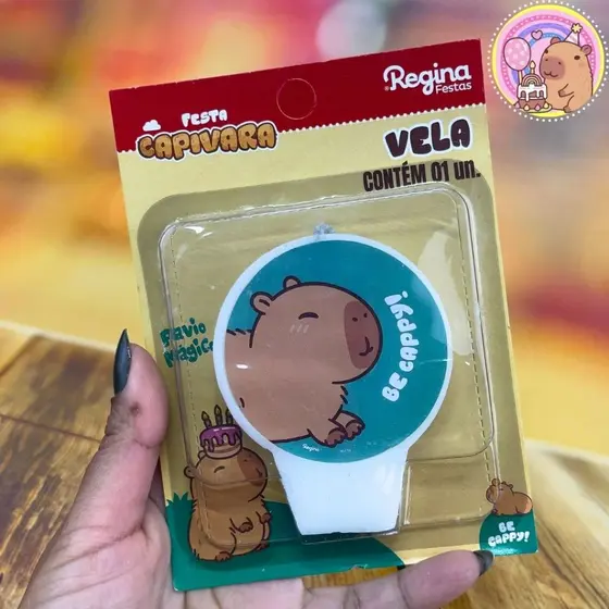 1 VELA PLANA ADESIVADA CAPIVARA REGINA FOTO