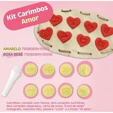Kit Carimbos Amor - 9 Peças - Cor Rosa (Blue Star)//