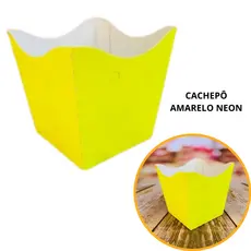 10~60 KIT CACHEPÔ FESTA AMARELO NEON  9X9X7CM VAZO DECORAÇÃO 2.62 ( NC TOYS CACHEPÔ )