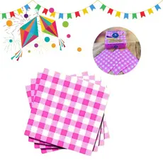 KIT 50 ~ 300 GUARDANAPOS XADREZ ROSA  FESTA JUNINA (19,5X22,5 CM) (CHOCO)