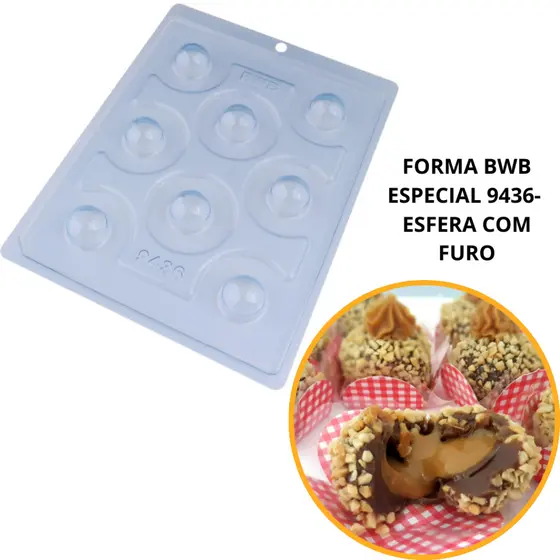 Forma BWB com Silicone: Esfera com Furo - Cód.: 9436 (CHOCO)