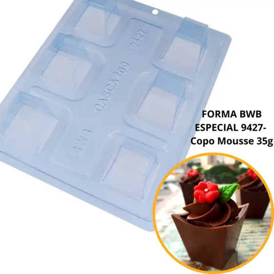 1~4 FORMA BWB COM SILICONE (3 PARTES) PARA CHOCOLATE COD 35G 9427 - COPO MOUSSE 3  35G