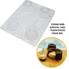 1~4 Forma BWB Com Silicone (3 partes) Para Chocolate Cód. 1403 - Pudim 90g. Para Festas Padaria e Confeitaria (CHOCO)