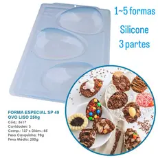 1~4 Forma BWB Com Silicone Semiprofissional, Auto Rendimento Doces Finos Chocolates  - SP Ovo Liso 250g (CHOCO)