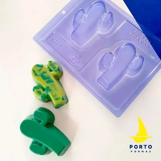 1~5 Forma Porto Com Silicone (3 partes) Para Chocolate CACTOS - CÓD 1206