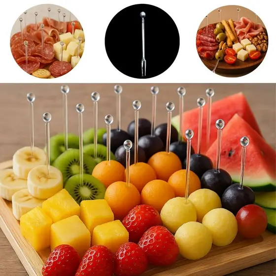800 ESPETINHO PARA PETISCO APERITIVOS MINI GARFINHOS CRISTAL PLASTILANIA