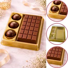 10 CAIXA EMBALAGEM P/ BARRA TABLETE E 3 DOCES BOMBONS DOURADO BWB14300