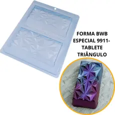 1~4 Forma BWB Com Silicone (3partes) Para Chocolate Cód.9911- Tablete Triângulo 250g. Barra Recheada (CHOCO)