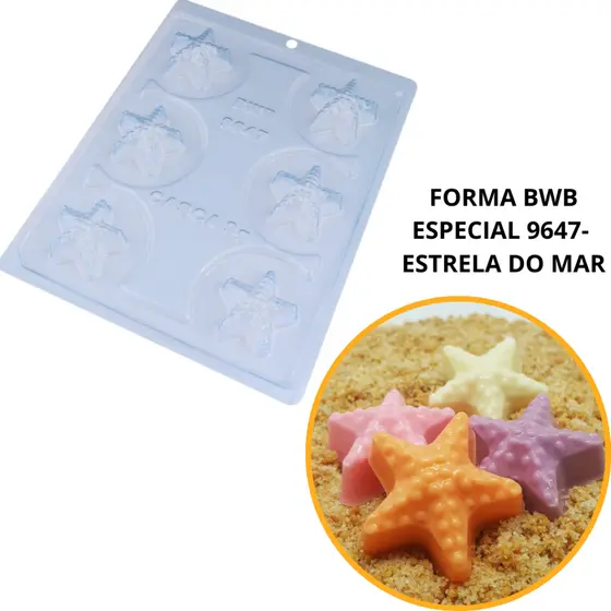 1~4 Forma bwb com silicone (3 partes) para chocolate cod 9647 - Estrela do Mar 17g (CHOCO)