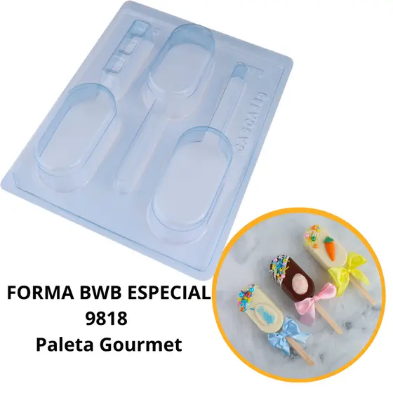 1~4 Forma silicone bwb p/chocolate (3partes) cod 9818 - Paleta Gourmet 100g (CHOCO)