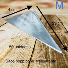 50~300 SACO SAQUINHO CONE 14X23 MÉDIO PLÁSTICO BOPP TRANSPARENTE