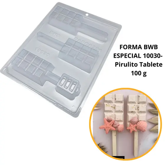 1 ~ 4 Forma bwb com silicone (3 partes) cod 10030 - Pirulito Tablete 100 g pirulito recheado