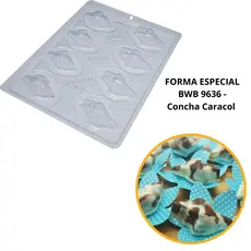 1~4 Forma bwb com silicone (3 partes) cod 9636 - Concha Caracol 13 g (CHOCO)
