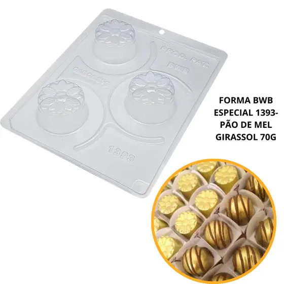 1~4 forma bwb com silicone (3 partes) cod 1393 - Pão de Mel Girassol 70 g (CHOCO)