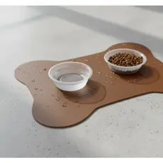 Tapete Comedouro Pet Cachorro Couro Impermeavel Antiderrapante Design Osso