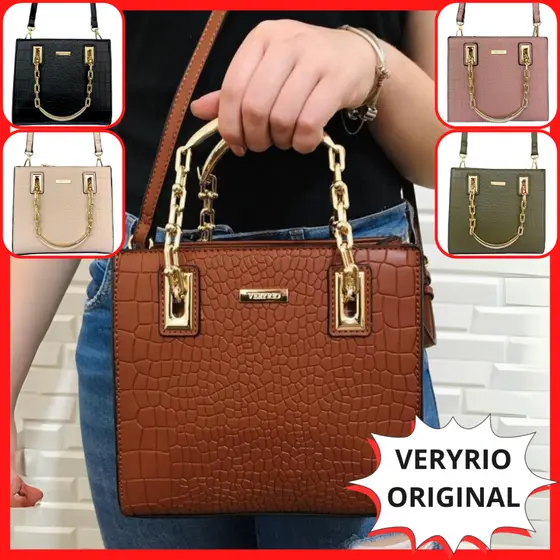 Bolsa de Festa Casamento Balada Pequena Luxo com Alça de Mão DouradaTextura Croco Veryrio Original