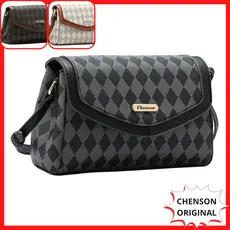 Bolsa Pequena Quadriculada Chenson 3484855 Original Transversal Tiracolo Alça com Regulagem Premium