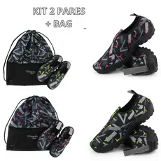 Kit de 2 Sapatilhas Náuticas + Mochila para Praia Náutica Aquática Mergulho Pesca Rapel Mergulhos Rios Super Confortavel