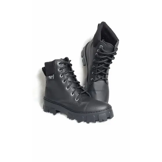 Coturno Feminino Botas Moda Luxo Lançamento Cano Medio Salto Baixo Tratorado Fechamento em Cardaço