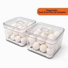 Porta Ovos 44un Organizador de Geladeira Com Tampa Bandeja Acrilico Rebirth