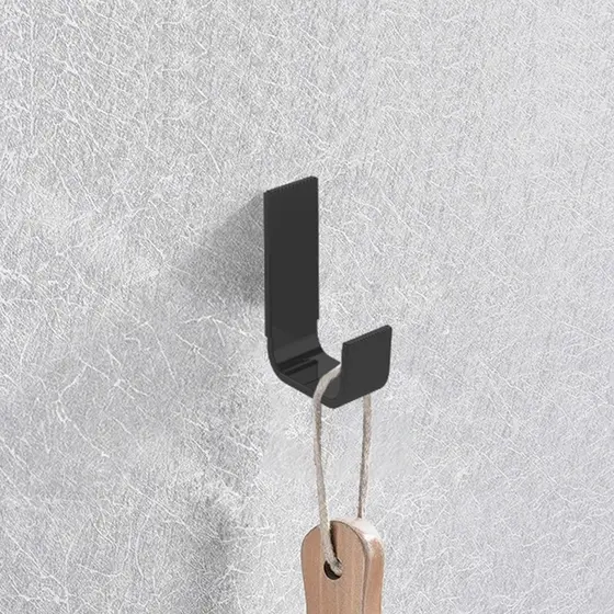 Gancho Cabide Quadrado Preto de Parede/Porta para Banheiro Luxo Lavabo Fixação Dupla - Reforçado