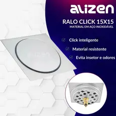 Ralo Click Inteligente Cromado 15x15cm Aço Inox Super Luxo Click Up