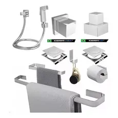 Kit De Banheiro Cromado Com dois Ralos 10x10 Ducha  Acabamentos De Registro