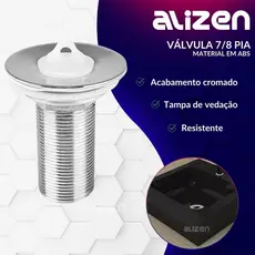 Válvula para pia ou Ralo de Pia de Banheiro Lavabo Cromdo em Abs 7/8
