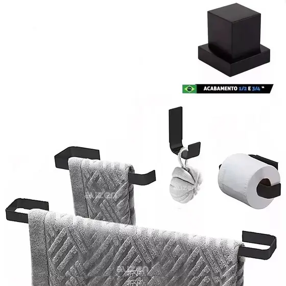 Kit Banheiro Suporte de Toalha e Acabamento de Registro Base Deca
