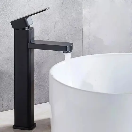 Torneira Monocomando Banheiro Bica Alta Preta Lavabo