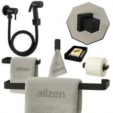 Kit Acessórios para Banheiro preto com Acabamentos de Registro base deca Ducha Higiênica