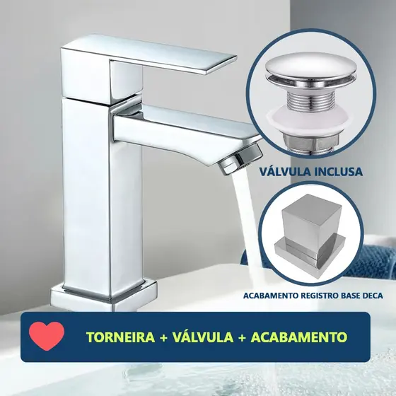 Kit Torneira Para Banheiro + Válvula Click E Acabamento Registro Base Deca