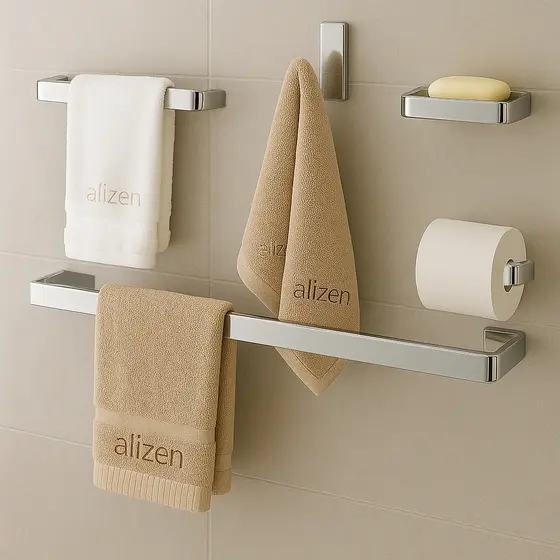 Kit Banheiro Acessórios Banheiro Suporte Toalhas Quadrado Luxo