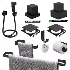 Kit De Banheiro Preto Ducha Acabamentos Registro e Ralos 15x15