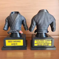 Troféu Kimono 3D Personalizável Frase nome Judô Jiu-Jitsu karatê decoração brinde premiação