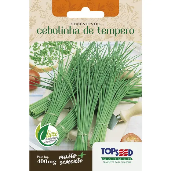 Sementes de Cebolinha de Tempero Topseed Garden 400mg para Horta e Vaso Erva Aromática Chives