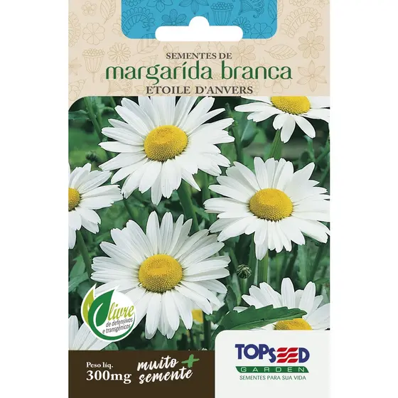 Sementes de Margarida Branca Etoile D Anvers 300mg Topseed Garden
