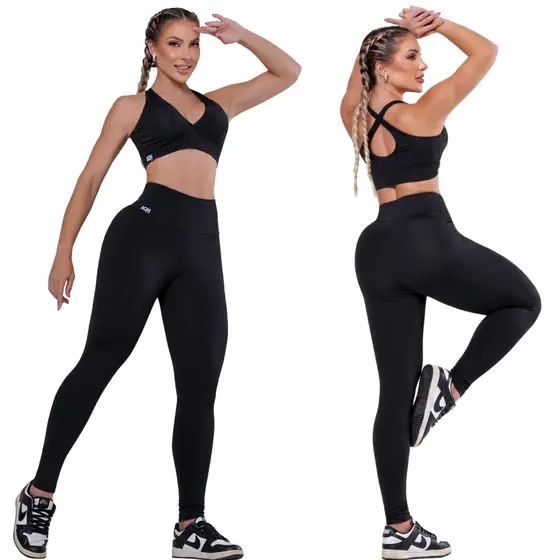 Kit 2 Conjuntos Academia Fitness Basic Treino Forro Duplo Bojo AQN SPORT