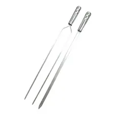 Kit 4 espetos de Alumínio 45 cm para churrasco (3 Chato 1 duplo)