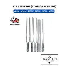 kit espeto 3 duplos 3 chatos - churrasco