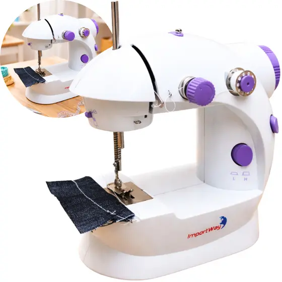 Mini Maquina Costura Portátil Elétrica Pilha + Pedal Bivolt 110v/220v Importway