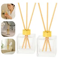 Kit 10un Frascos de Vidro Cubo 100ml Aromatizador Difusor decoração 100ml Com Tampa Luxo + Varetas