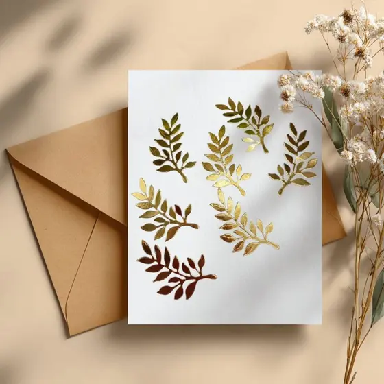 Folhas douradas para apliques e decoração de bolo, festas, convites