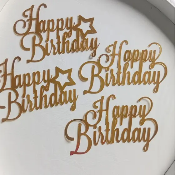 kit 4 unidades Happy Birthday , Decoração de festas/Decoração de bolos /Aniversário/ Happy Birthday Dourado